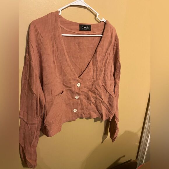Cider gauze button front crop top M - Picture 2 of 7